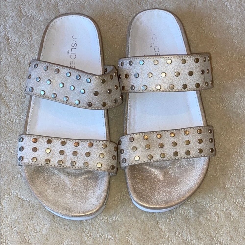J/Slides NYC Birkenstock Metallic Studded Sandals